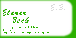 elemer beck business card